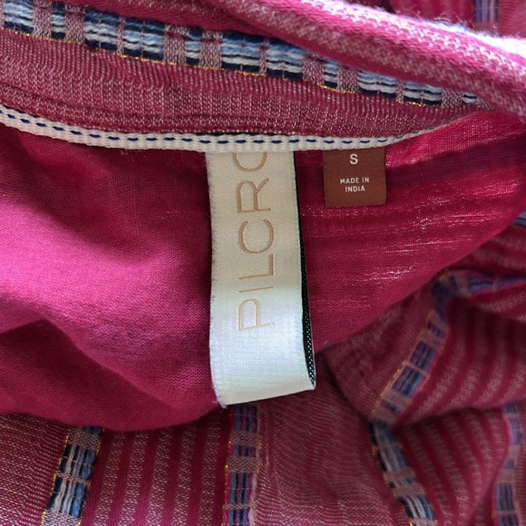 Anthropologie Pilcro The Bo Boyfriend Embroidered Buttondown Raspberry Pink Sz S - Picture 10 of 15